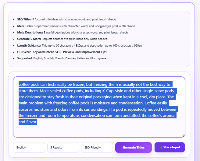 Use Voice Input in AI Title Generator